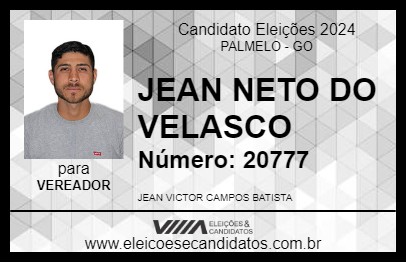 Candidato JEAN NETO DO VELASCO 2024 - PALMELO - Eleições