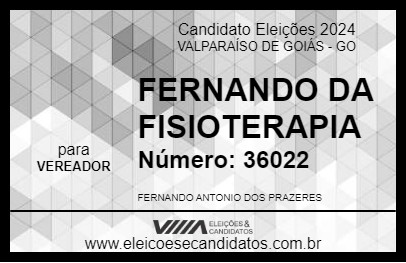 Candidato FERNANDO DA FISIOTERAPIA 2024 - VALPARAÍSO DE GOIÁS - Eleições