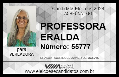 Candidato PROFESSORA ERALDA 2024 - ACREÚNA - Eleições