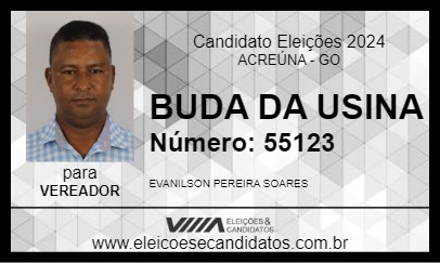 Candidato BUDA DA USINA 2024 - ACREÚNA - Eleições