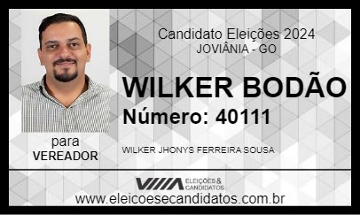 Candidato WILKER BODÃO 2024 - JOVIÂNIA - Eleições