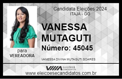 Candidato VANESSA MUTAGUTI 2024 - ITAJÁ - Eleições