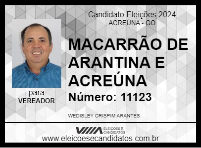 Candidato MACARRÃO DE ARANTINA E ACREÚNA 2024 - ACREÚNA - Eleições