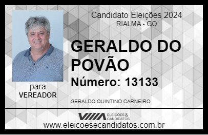 Candidato GERALDO DO POVÃO 2024 - RIALMA - Eleições