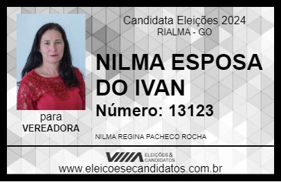 Candidato NILMA ESPOSA DO IVAN 2024 - RIALMA - Eleições