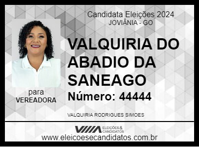 Candidato VALQUIRIA DO BADIÃO 2024 - JOVIÂNIA - Eleições