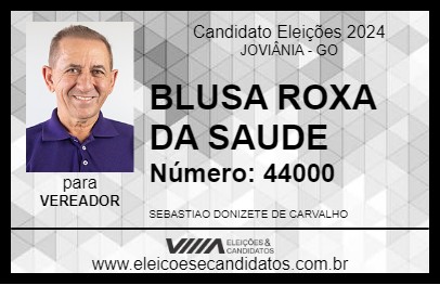 Candidato BLUSA ROXA DA SAUDE 2024 - JOVIÂNIA - Eleições