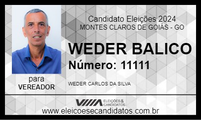 Candidato WEDER BALICO 2024 - MONTES CLAROS DE GOIÁS - Eleições