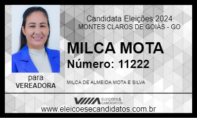 Candidato MILCA MOTA 2024 - MONTES CLAROS DE GOIÁS - Eleições