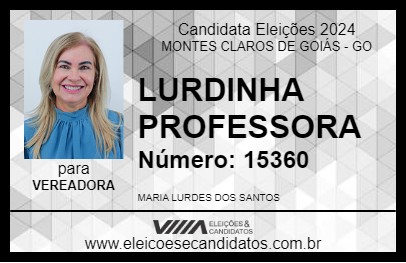 Candidato LURDINHA PROFESSORA 2024 - MONTES CLAROS DE GOIÁS - Eleições