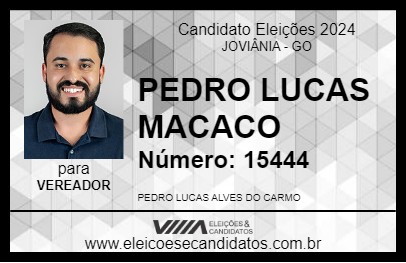 Candidato PEDRO LUCAS MACACO 2024 - JOVIÂNIA - Eleições