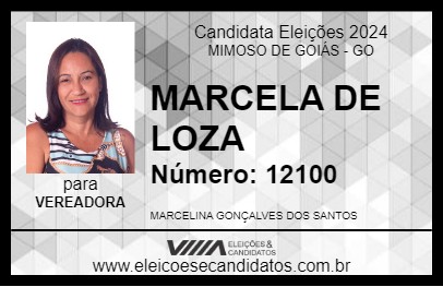 Candidato MARCELA DE LOZA 2024 - MIMOSO DE GOIÁS - Eleições