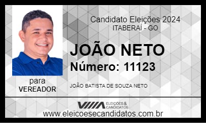 Candidato JOÃO NETO 2024 - ITABERAÍ - Eleições