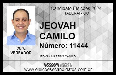 Candidato JEOVAH CAMILO 2024 - ITABERAÍ - Eleições