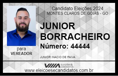 Candidato JUNIOR BORRACHEIRO 2024 - MONTES CLAROS DE GOIÁS - Eleições