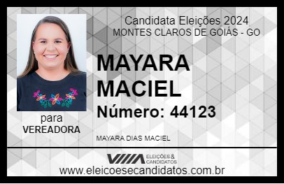 Candidato MAYARA MACIEL 2024 - MONTES CLAROS DE GOIÁS - Eleições