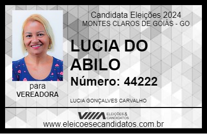 Candidato LUCIA DO ABILO 2024 - MONTES CLAROS DE GOIÁS - Eleições