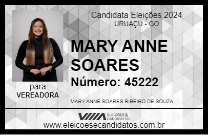 Candidato MARY ANNE SOARES 2024 - URUAÇU - Eleições