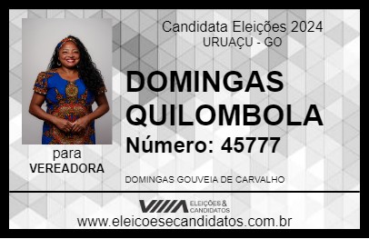 Candidato DOMINGAS QUILOMBOLA 2024 - URUAÇU - Eleições