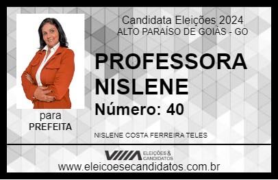 Candidato PROFESSORA NISLENE 2024 - ALTO PARAÍSO DE GOIÁS - Eleições