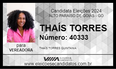 Candidato THAÍS TORRES 2024 - ALTO PARAÍSO DE GOIÁS - Eleições