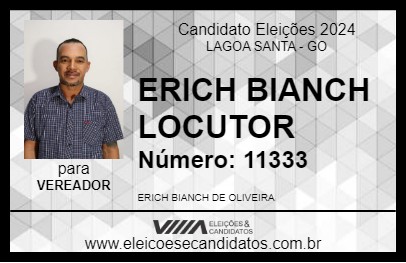 Candidato ERICH BIANCH LOCUTOR 2024 - LAGOA SANTA - Eleições