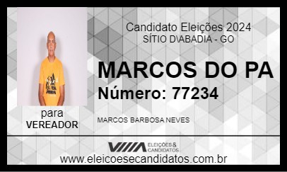 Candidato MARCOS DO PA 2024 - SÍTIO D\ABADIA - Eleições