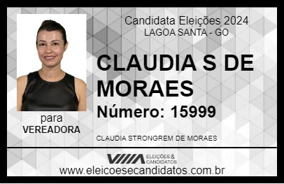 Candidato CLAUDIA S DE MORAES 2024 - LAGOA SANTA - Eleições