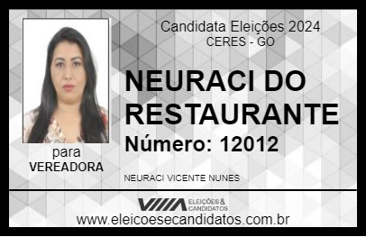 Candidato NEURACI DO RESTAURANTE 2024 - CERES - Eleições