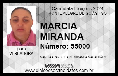 Candidato MARCIA MIRANDA 2024 - MONTE ALEGRE DE GOIÁS - Eleições