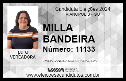 Candidato MILLA BANDEIRA 2024 - VIANÓPOLIS - Eleições