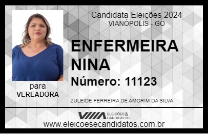 Candidato ENFERMEIRA NINA 2024 - VIANÓPOLIS - Eleições