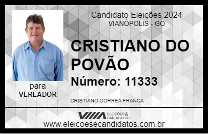 Candidato CRISTIANO DO POVÃO 2024 - VIANÓPOLIS - Eleições