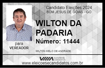 Candidato WILTON DA PADARIA 2024 - BOM JESUS DE GOIÁS - Eleições