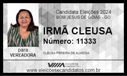 Candidato IRMÃ CLEUSA 2024 - BOM JESUS DE GOIÁS - Eleições