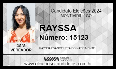 Candidato RAYSSA EVANGELISTA 2024 - MONTIVIDIU - Eleições