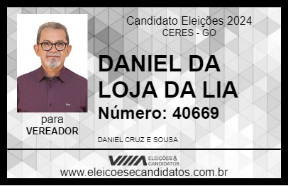 Candidato DANIEL DA LOJA DA LIA 2024 - CERES - Eleições