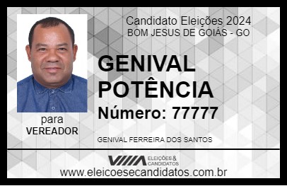 Candidato GENIVAL POTÊNCIA 2024 - BOM JESUS DE GOIÁS - Eleições