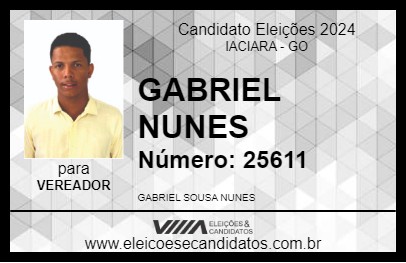 Candidato GABRIEL NUNES 2024 - IACIARA - Eleições