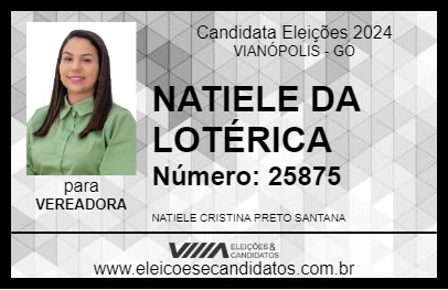 Candidato NATIELE DA LOTÉRICA 2024 - VIANÓPOLIS - Eleições