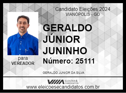 Candidato GERALDO JÚNIOR JUNINHO 2024 - VIANÓPOLIS - Eleições