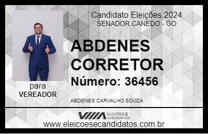 Candidato ABDENES CORRETOR 2024 - SENADOR CANEDO - Eleições