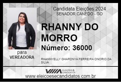 Candidato RHANNY DO MORRO 2024 - SENADOR CANEDO - Eleições