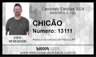 Candidato CHICÃO 2024 - VIANÓPOLIS - Eleições