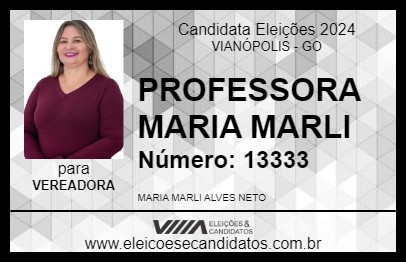 Candidato PROFESSORA MARIA MARLI 2024 - VIANÓPOLIS - Eleições