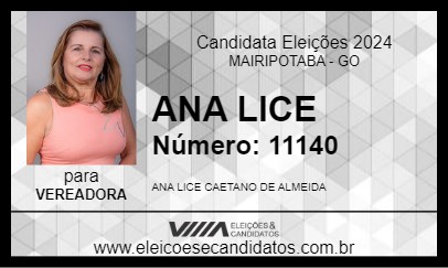 Candidato ANA LICE 2024 - MAIRIPOTABA - Eleições