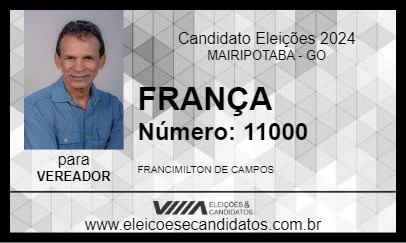 Candidato FRANÇA 2024 - MAIRIPOTABA - Eleições