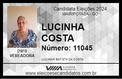 Candidato LUCINHA COSTA 2024 - MAIRIPOTABA - Eleições