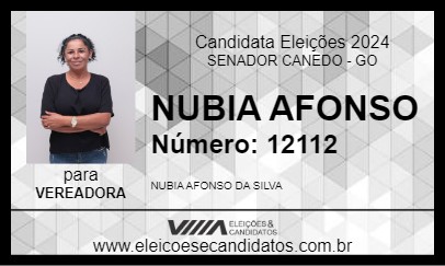 Candidato NUBIA AFONSO 2024 - SENADOR CANEDO - Eleições