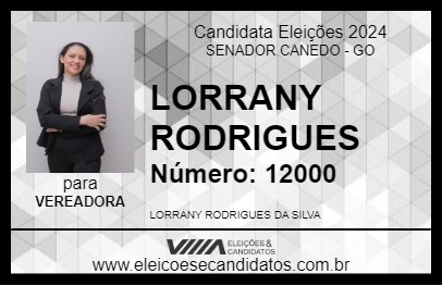 Candidato LORRANY RODRIGUES 2024 - SENADOR CANEDO - Eleições